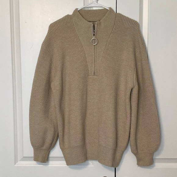 Rib Knit Quarter Zip Pullover - Picture 1 of 6